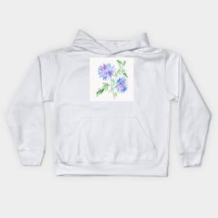 Blue Watercolor Flower Kids Hoodie